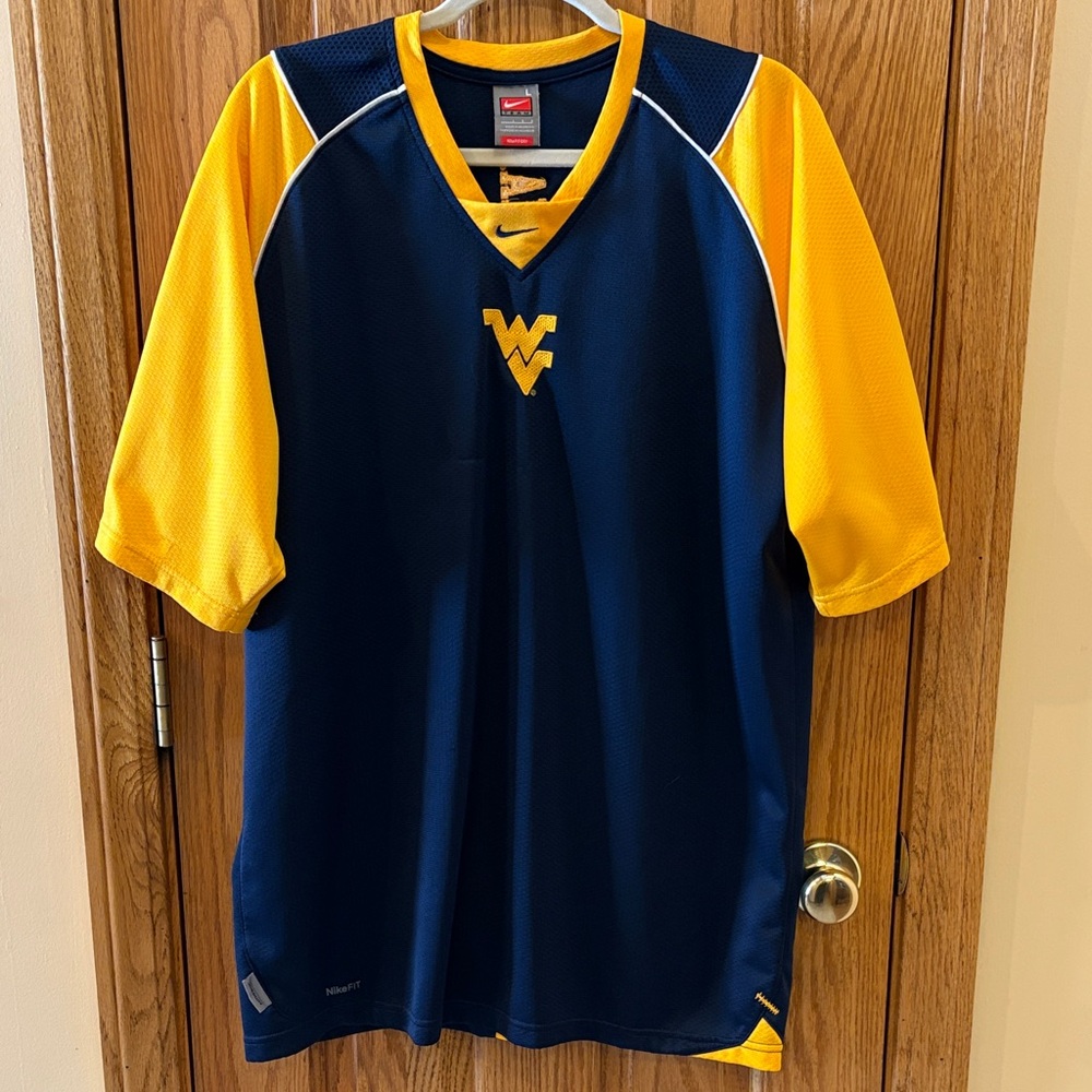 Nike Men's Blue and Gold WVU Football Jersey